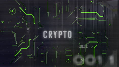 animación de texto criptográfico y procesamiento de datos digitales a través de servidores informáticos