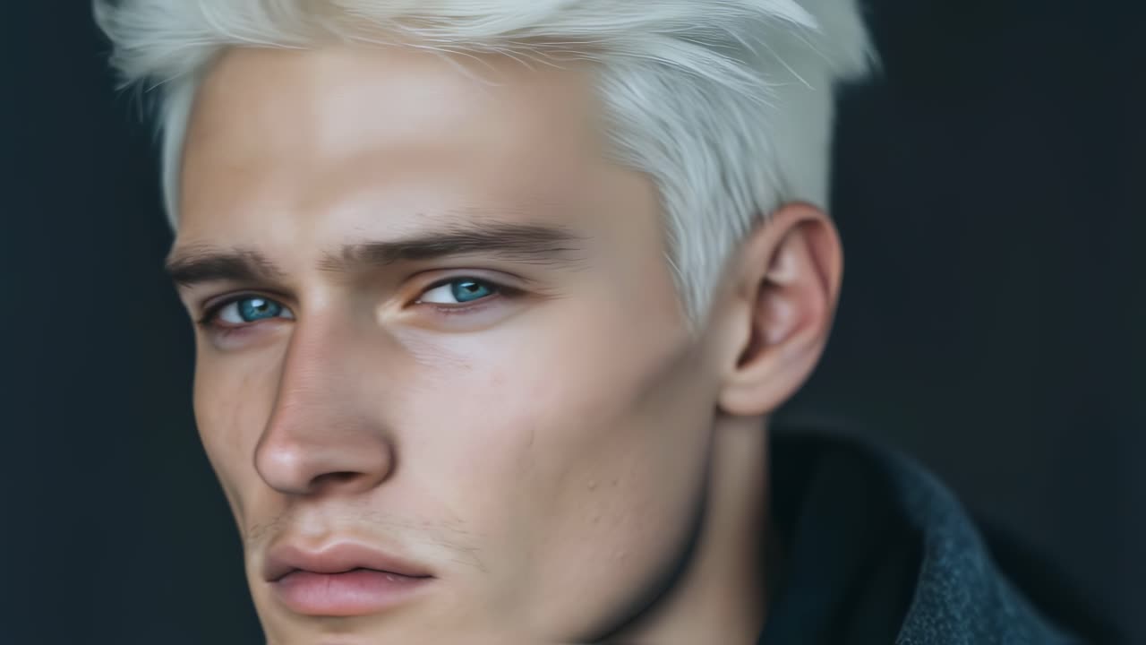 머리와 파란 눈 을 가진 남자 의 클로즈업 초상화