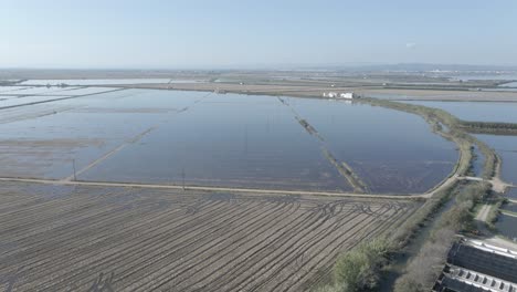 aerial views of european city and rice paddy landscape