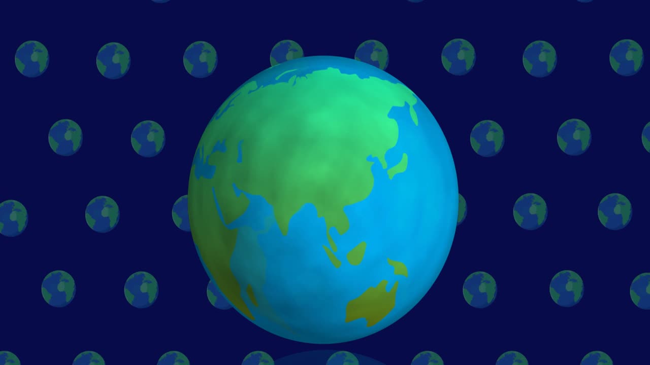 анимация глобуса над глобусами на синем фоне