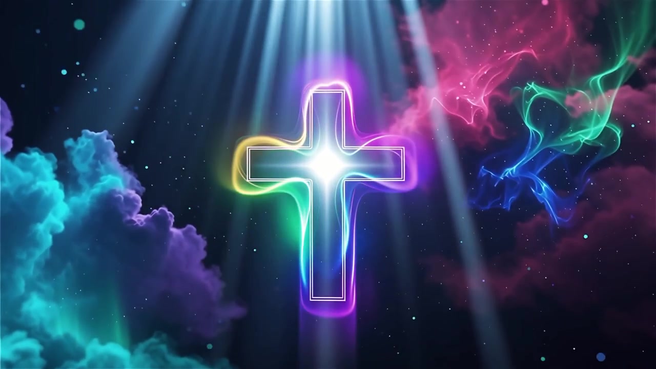 Christian Cross Heavenly Light Worship Background