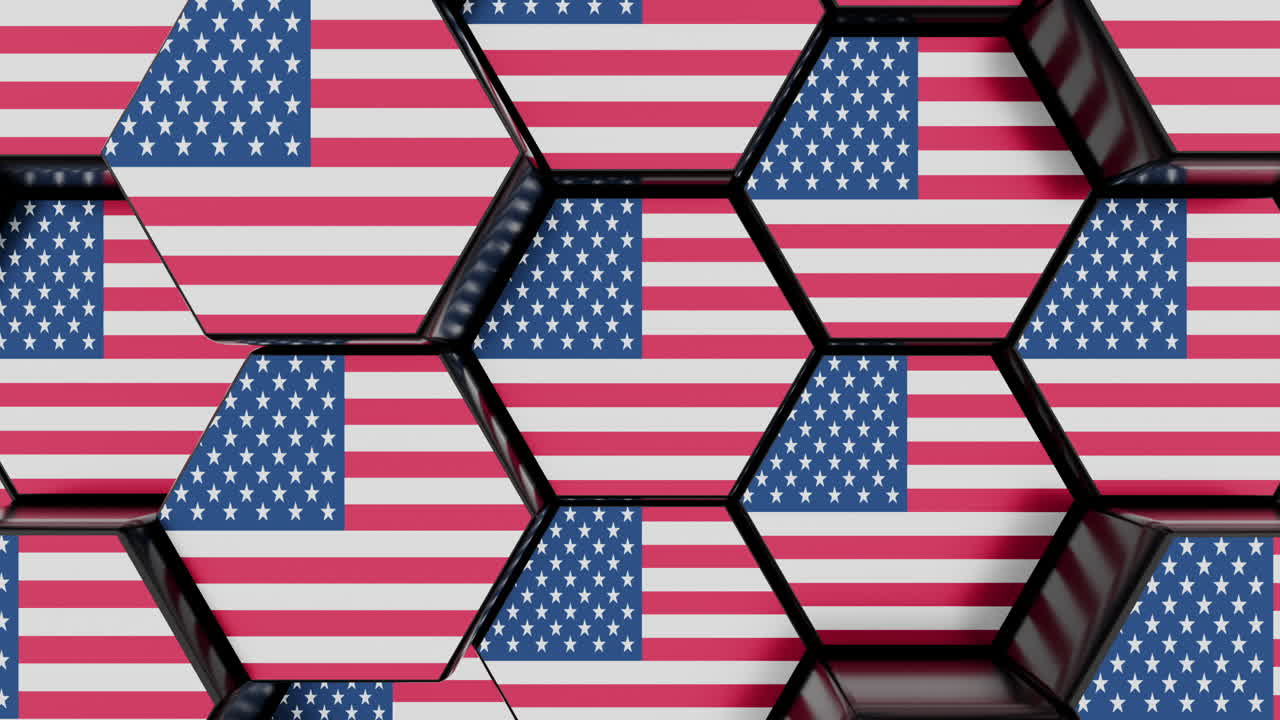 American Flag Memorial Day Hexagons Moving