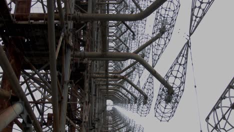 close up detail of duga antenna - duga radar station in chernobyl, pripyat, ukraine - pedestal shot