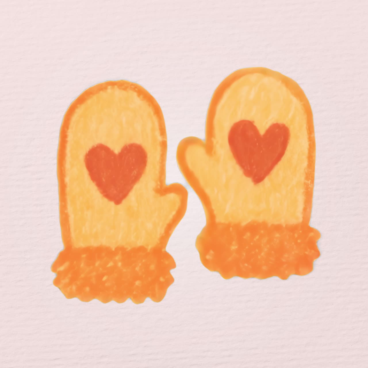 Cozy mittens with heart design animation isolated asset, transparent 4K video, alpha channel, ProRes