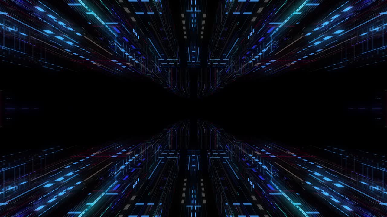 Big data visualization with digital grid motion. Analysis of information, cloud computing, internet of things, network technology. Visual data infographics. Seamless loop, 3D render