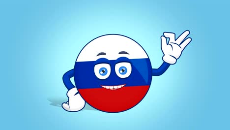 cartoon icon flag russia ok gesture with face animation with alpha matte