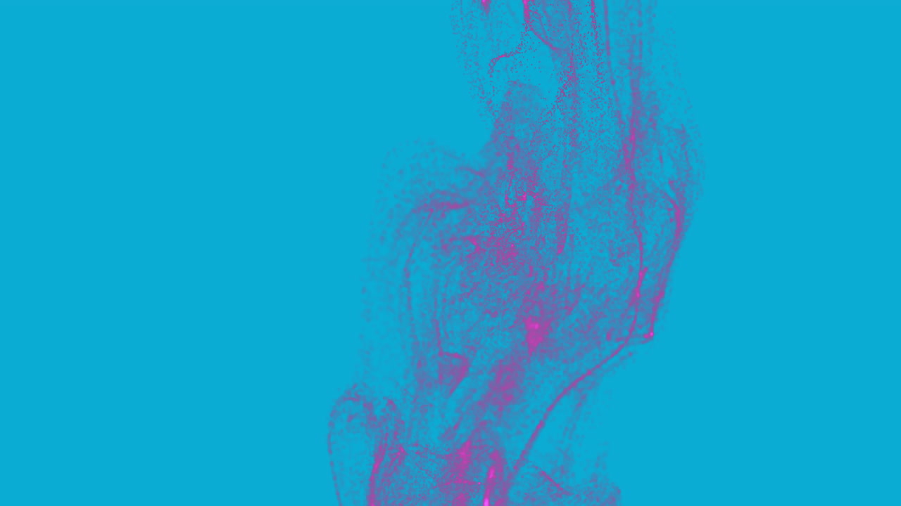 파란색 배경 위에 움직이는 반이는 빛의 흔적의 애니메이션