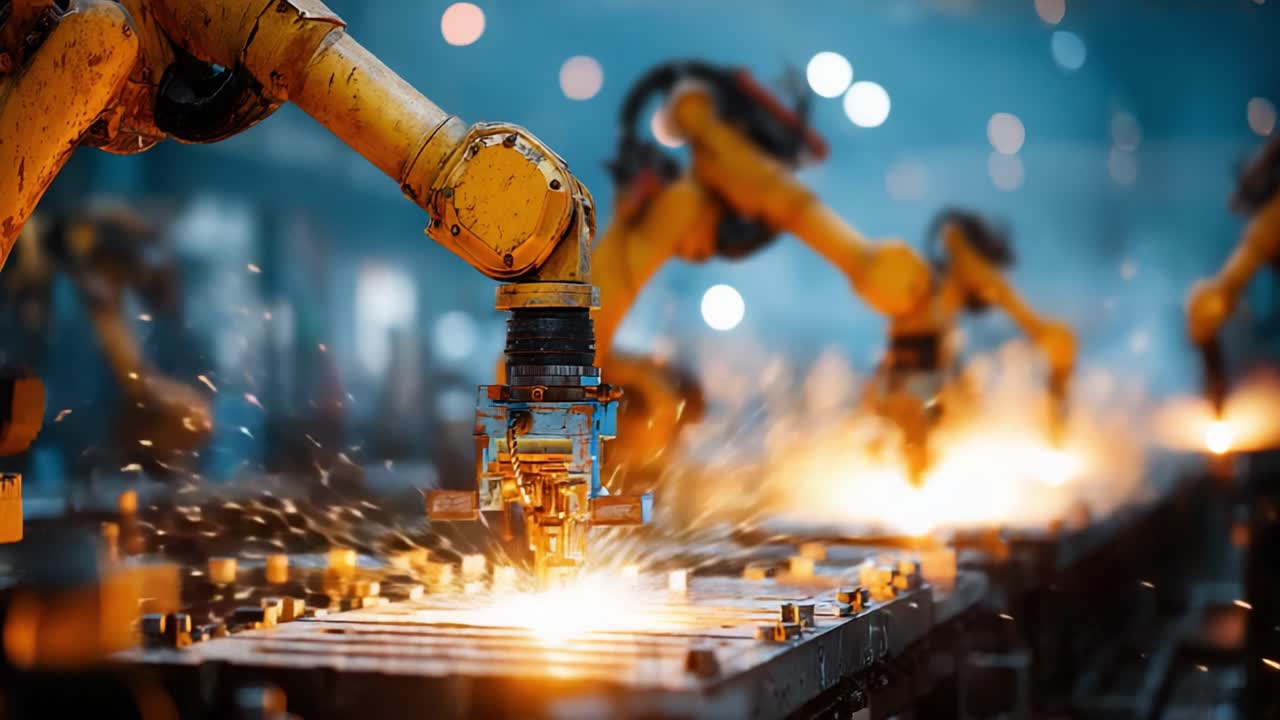 Automated Precision in Manufacturing: Robotic Arms Enhance Efficiency and Safety in Industrial Processes, Delivering Optimal Output Through Cutting-Edge Technology