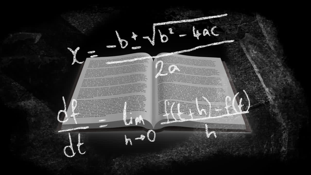 Mathematical equations against open book