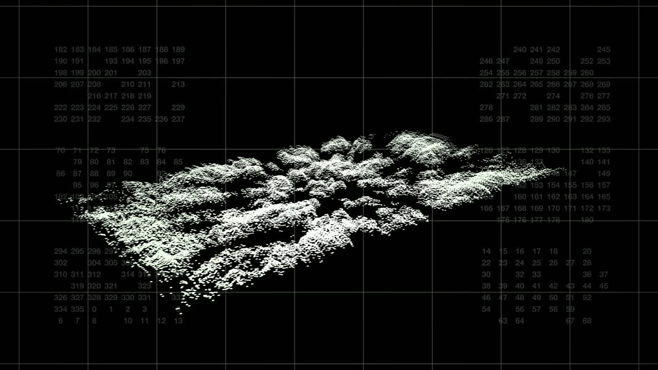 Scansione HUD di tecnologia di sorveglianza con mappatura 3D digitale del terreno in rotazione