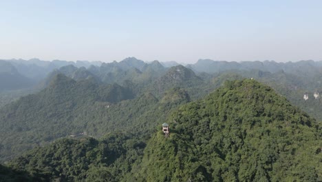 vista viewing tower on steep mountain ridge in coastal vietnam forest