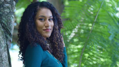 Close-up-of-an-east-indian-curly-hair-young-girl