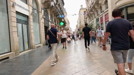 crowded pedestrian street with diverse activities