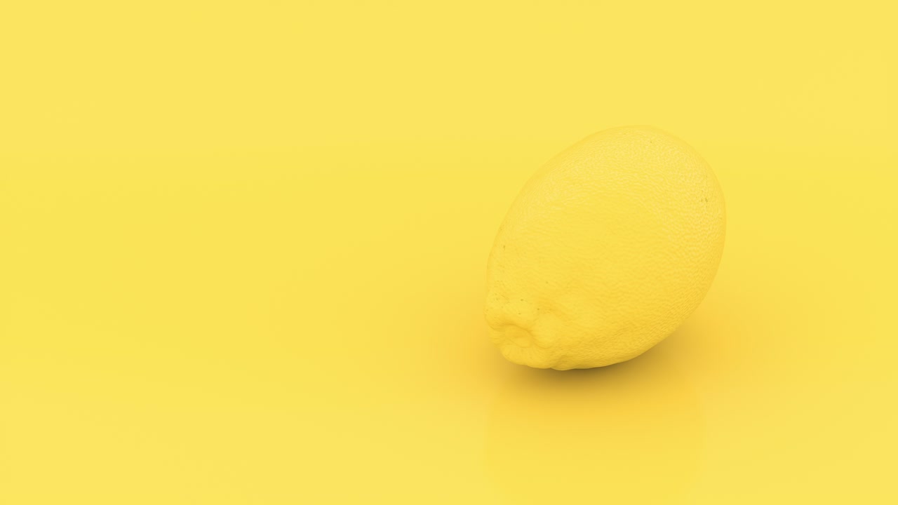 animación de rotación de limón amarillo 3d. giro en bucle de vídeo de la fruta.