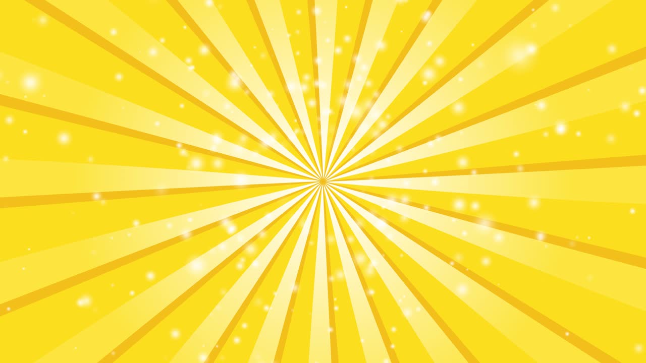 Radiate yellow lines with spheres spin around a shiny background.
