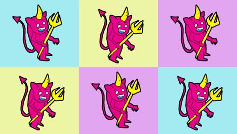kids drawing pop art seamless background with theme of devil