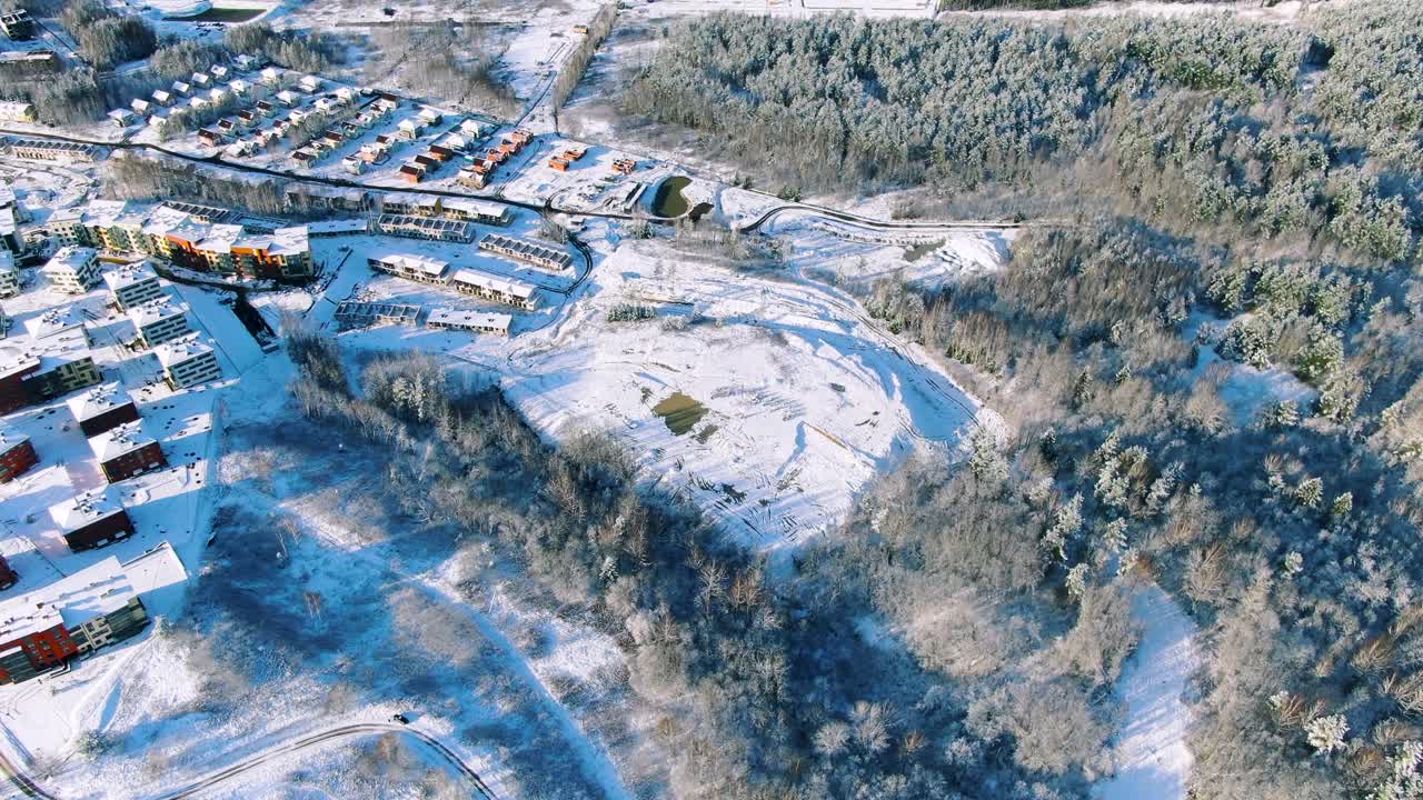 área residencial nevada vista desde el aire