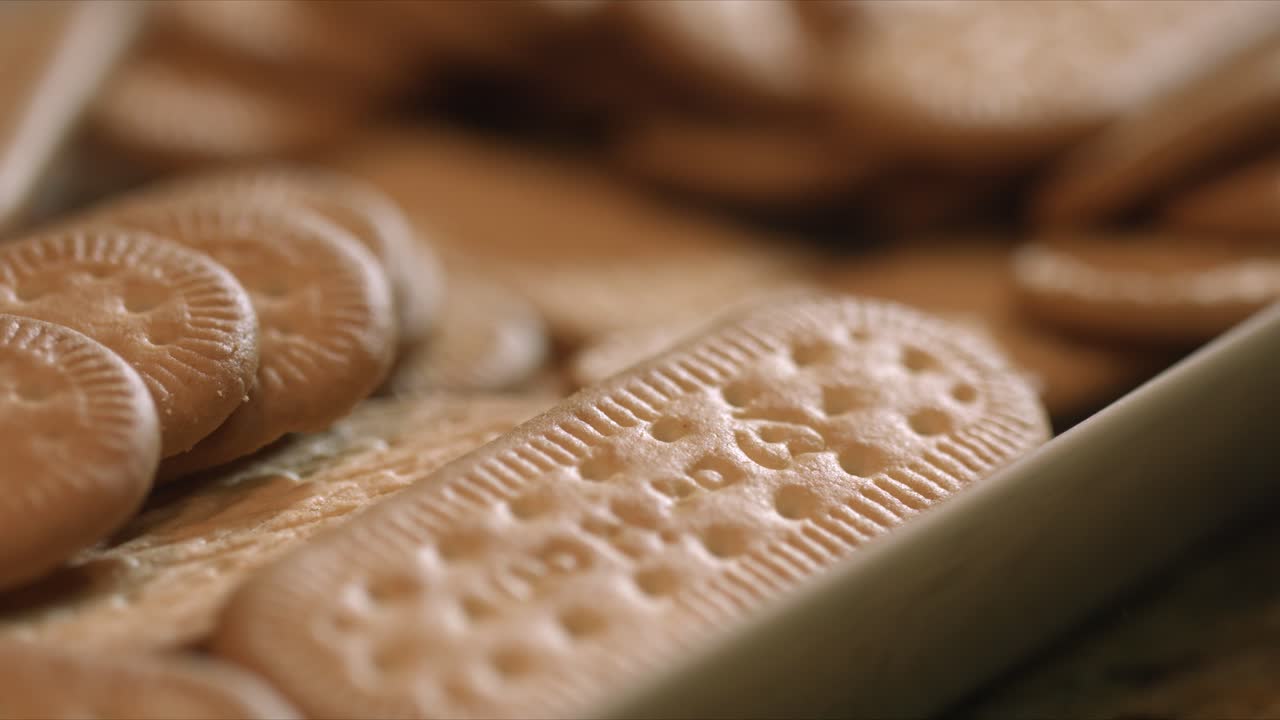 Close up Cornstarch wafer pile in a white tray