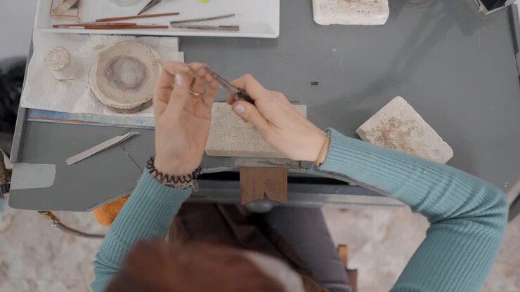 Jeweler working on a ring