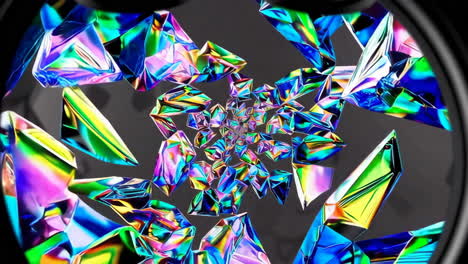 abstract iridescent crystal kaleidoscope tunnel