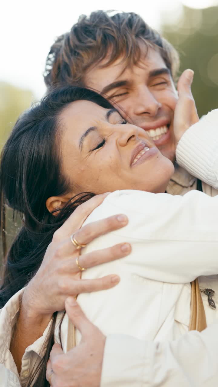 A happy couple in love, embracing and showing affection