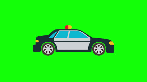 Police-car-icon-Animation.-Vehicle-loop-animation-with-alpha-channel,-green-screen.