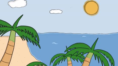 animated video of a beach with slow waves