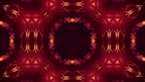 microworld, mandala or ornamental neon abstract background. complex symmetric golden composition with glow particles that form wavy structures like in a kaleidoscope. 4k 3d looped smooth animation. 83