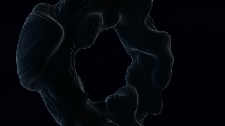 Abstract dark flowing fabric smoke motion background with soft highlights