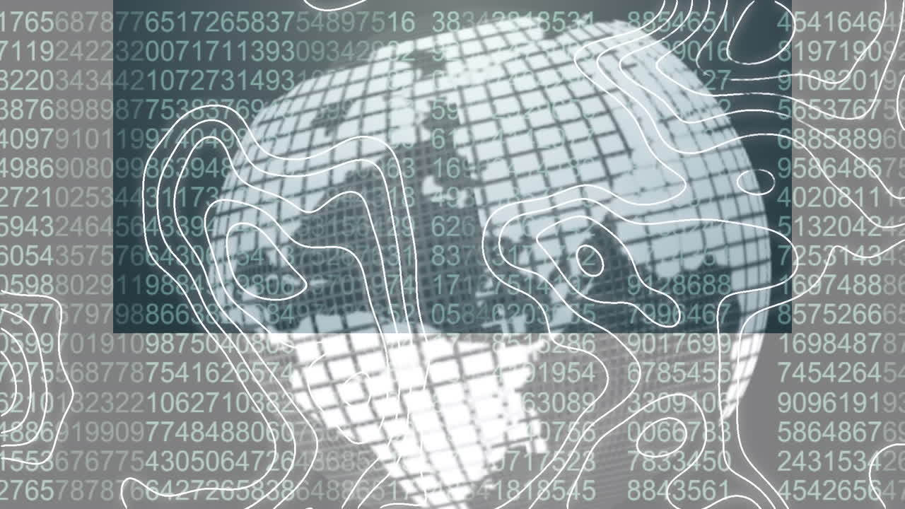 animación del globo y las líneas blancas sobre el procesamiento de datos