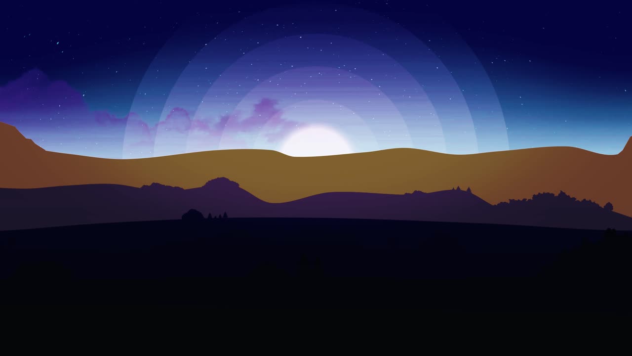 산 위의 평화로운 밤하늘