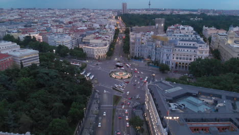 Vista-Aérea-Desde-La-Plaza-De-Cibeles,-Madrid,-España