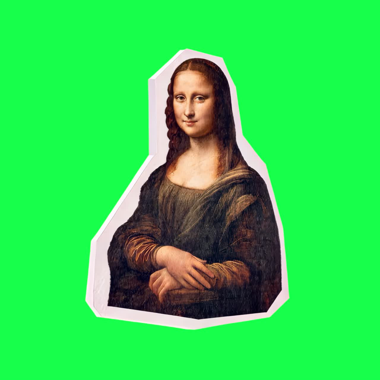 Animerad Mona Lisa-målning vickande på grön skärm