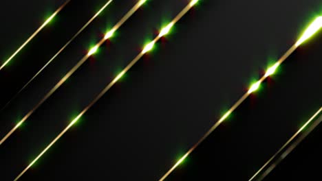 abstract gold lines with green light on black background