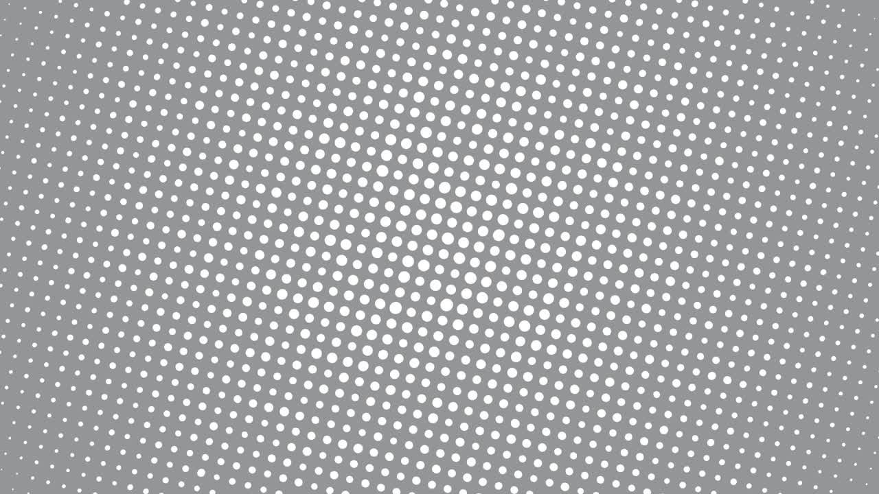 Abstract halftone round shape with white dots on a grey background. Trendy color palette motion graphics