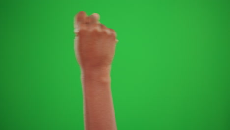 hand, green screen and sign language with a person