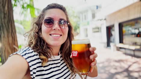 athens cafe moment: beer and sunglasses selfie
