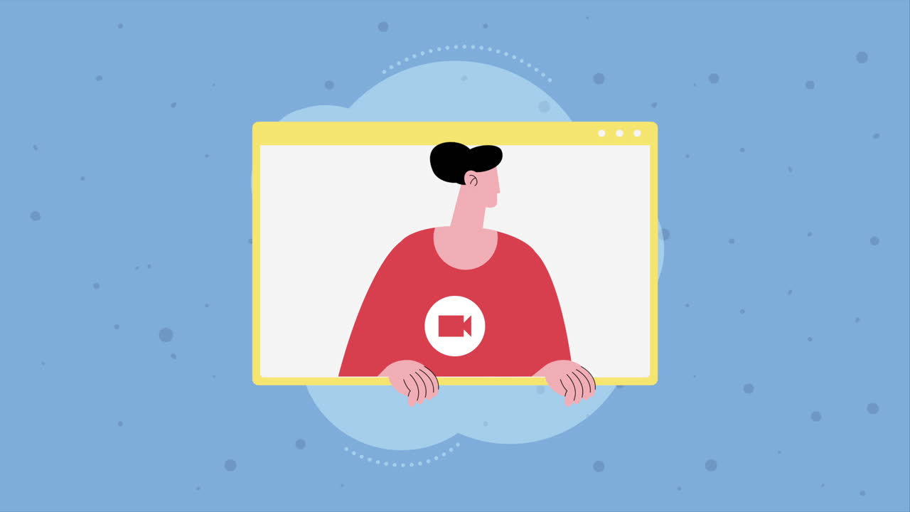 man in web site template animation