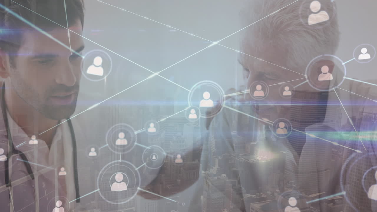 Animazione di una rete di connessioni con medici