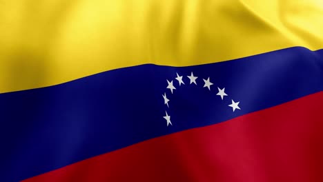 close-up of venezuelan flag with yellow, blue and red stripes and white stars waving in breeze, ideal for news, politics, national identity, patriotism and south american content