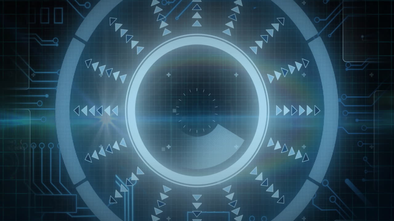 어두운 배경에서 스 스캔과 디지털 데이터 처리의 애니메이션