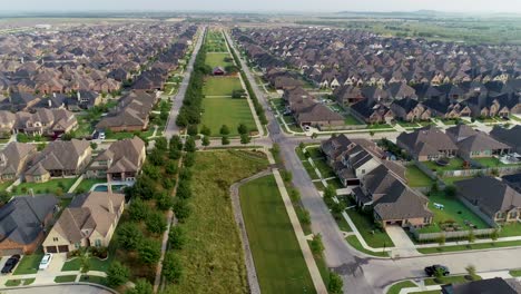 aerial video flying over a green belt in northlake texas