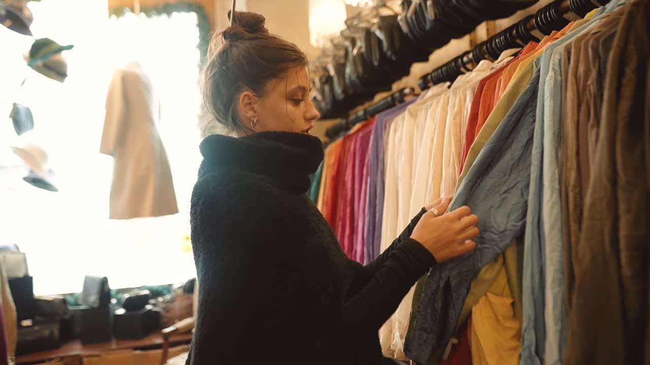 mujer comprando ropa en una boutique