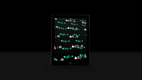 pantalla de tableta que muestra acciones y acciones