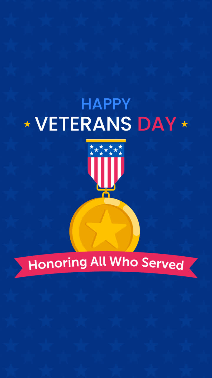 평평한 디자인의 참전용사 날 컨셉의 애니메이션