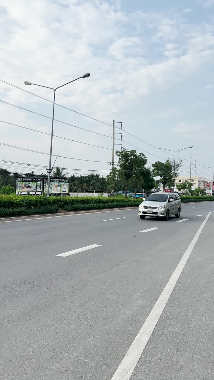 Roadside View with Billboards and Utility Lines
