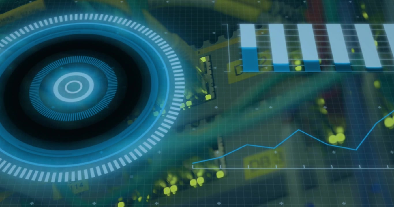 Animation of scope scanning and data processing over cables in computer server