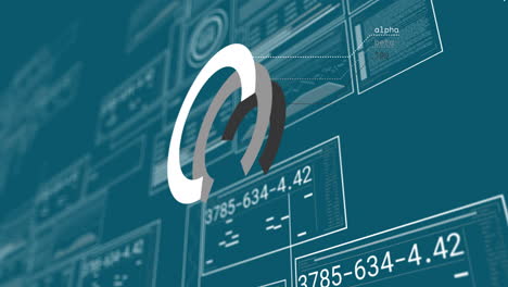 animation of data processing and diagrams over scope scanning