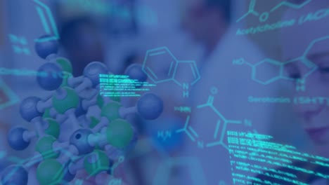 animación del procesamiento de datos y la fórmula química en diversos escolares y maestros