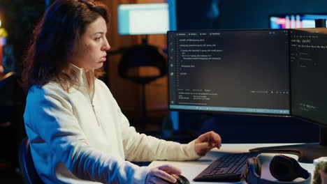 Cybersecurity-expert-looking-confused-at-code-on-computer-screen